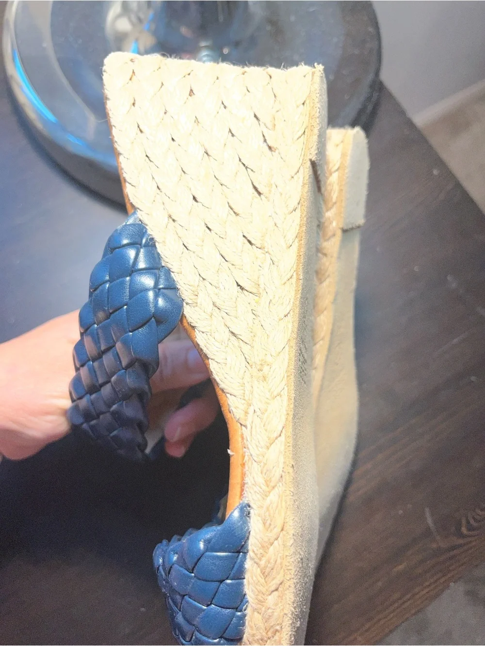 Braided navy blue Wedge Sandal for Women size 41/10 Andre Assous Sandal
